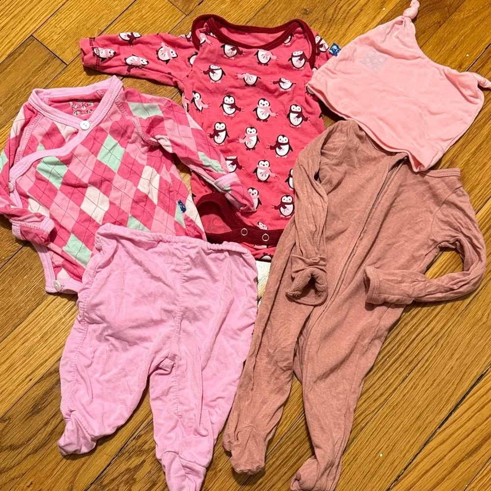 Baby girl newborn bamboo bundle Kickee Pants carters pink